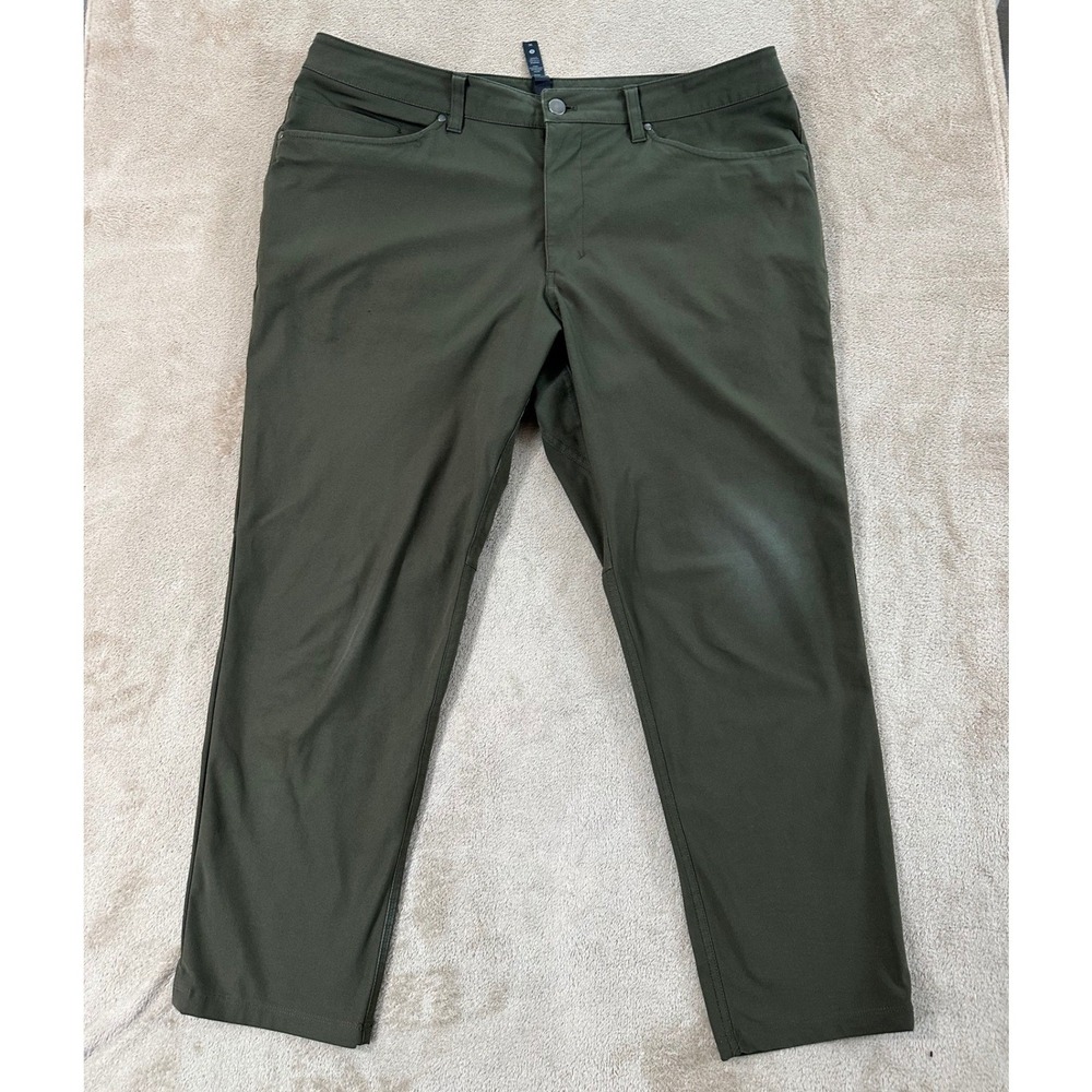 Lululemon ABC Pant Slim Mens Size 36 Dark Olive Green Stretch Sweat Wick Outdoor